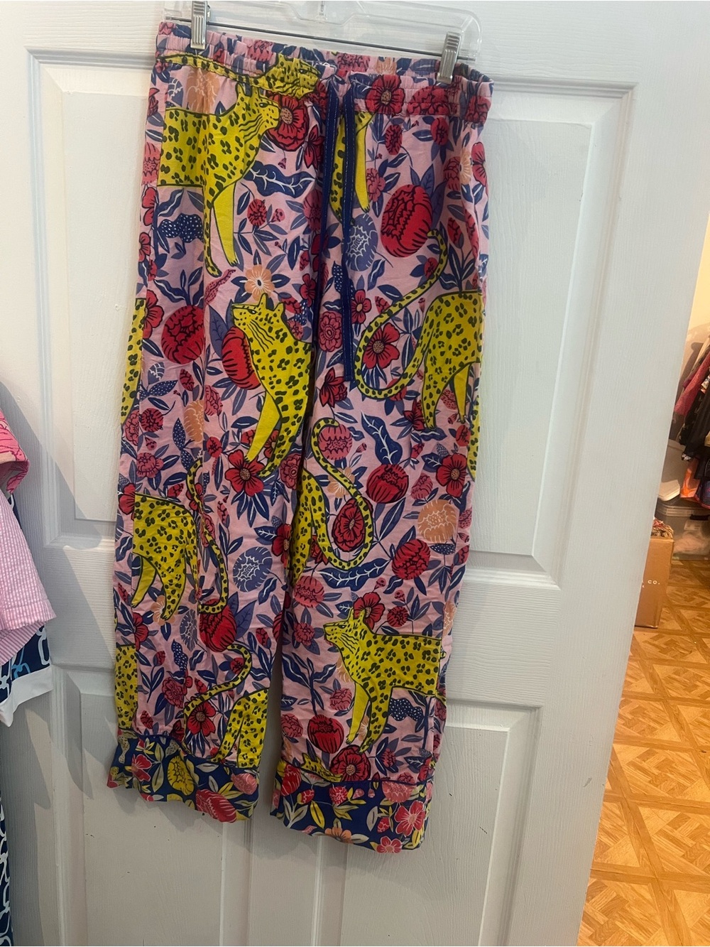 Anthropologie Bright Floral & Leopard Print Pajama Set sz Med & Large - Picture 3 of 4